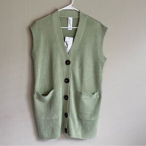 NWT Violet Romance Medium Green Lightweight Sleeveless Sweater Vest Pockets US 8